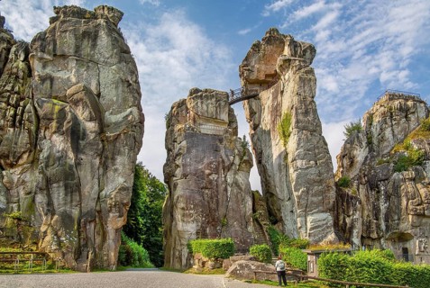 Externsteine, sandstone rock formation. Horn-Bad Meinberg, Teutoburg Forest, North