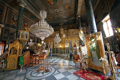 Orthodox church, interior view, Nafplio, Argolis, Peloponnese, Greece, Europe