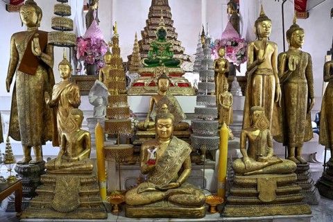 Buddha statues in Wat Arun, Temple of Dawn, Bangkok, Thailand, Asia