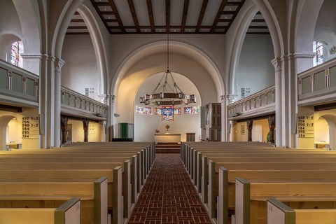 The town church of St Nicolai in Westerland, island of Sylt, district of North Friesland,