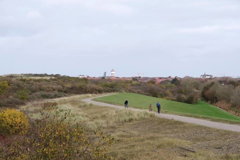 Landscape, dunes, water tower, Lower Saxon Wadden Sea National Park, Langeoog, Lower Saxony,