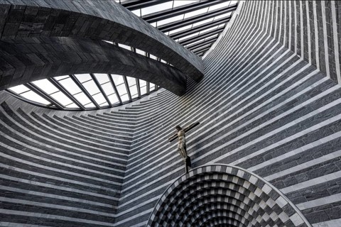Chiesa di San Giovanni Battista, interior view, architect Mario Botta, Mogno, near Fusio,