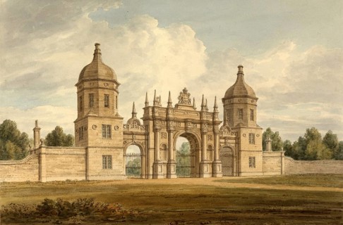 The Entrance to Burleigh park near Stamford, England, digitally restored reproduction of a