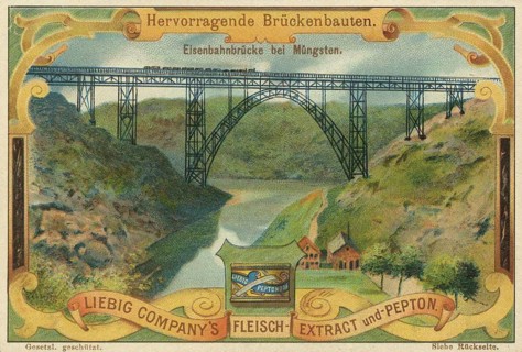 Picture series Outstanding bridge constructions, railway bridge near Müngsten, Germany, Liebig