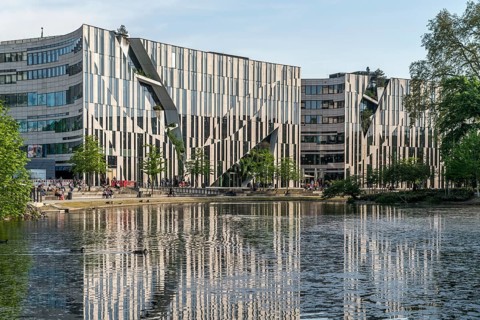 Modern architecture of the Kö-Bogen building complex, state capital Düsseldorf, North