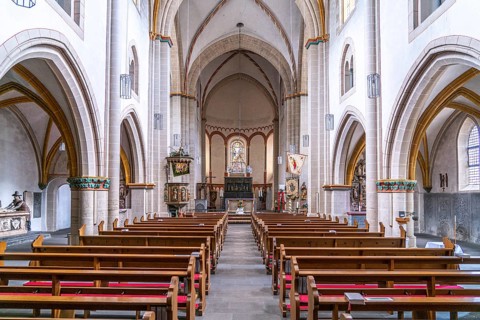 Interior of the collegiate church of St Castor in Karden, Treis-Karden, Rhineland-Palatinate,