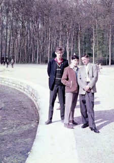 Three senior secondary schoolboys on educational trip at Versaiiles, France, c 1960, Europe