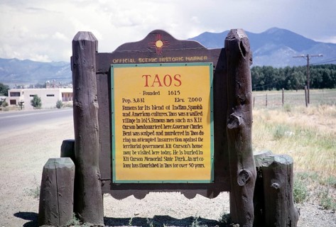 Official landscape marking of the route, Taos, New Mexico, USA 1963