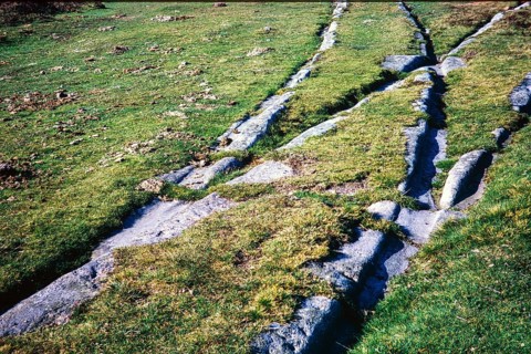 Stone tracks of the granite tramway, Haytor, Dartmoor National Park, Devon, England, UK 1972