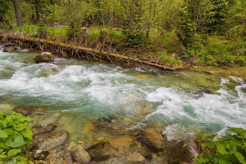 Fast flowing water, River Bela near Prbylina, Slovakia, Europe
