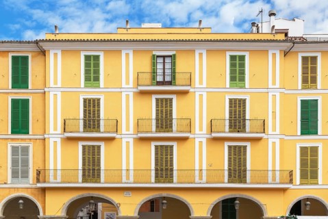 Major Square buildig facade, Palma de Mallorca, Mallorca, Balearic Islands, Spain, Europe