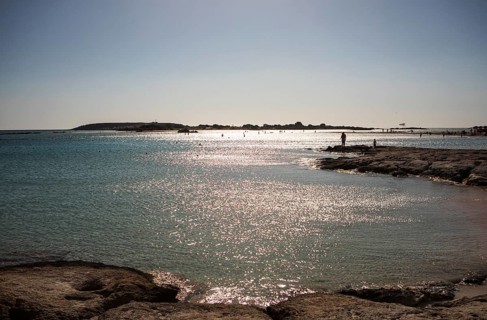 Glittering water surface on the beach of Elafonisi, west coast, Crete, Greece, Europe