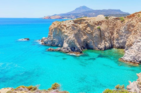 View of Tsigrado bay, Milos Island, Cyclades Islands, Greece, Europe