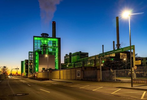The Lausward combined heat and power plant in Düsseldorf, gas and steam turbine power plant,