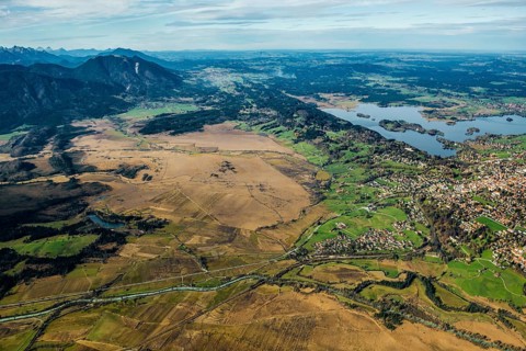 Aerial view, bird's eye view, Murnauer moss, Murnau, Upper Bavaria, Bavaria, Germany, Europe