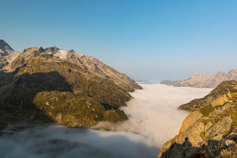 View from the Sustenpass High Alpine Road, close to the lake Steinsee
