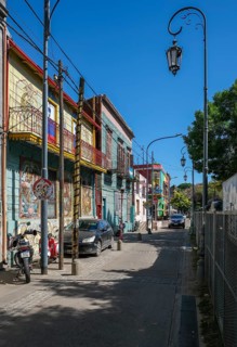 La Boca, Buenos Aires, Argentina, colourfully painted houses in the harbour district around the El