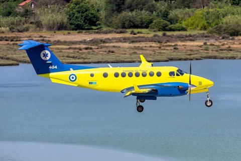 A Beechcraft 350C Super King Air aircraft of the Hellenic Air Force with the registration number