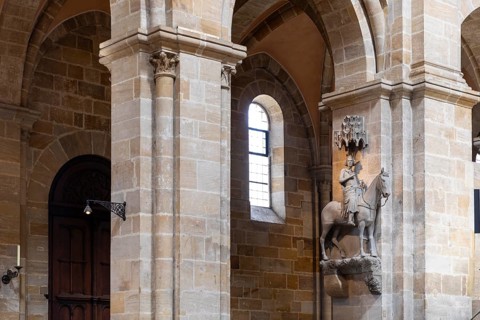 The Bamberg Horseman, equestrian statue in Bamberg Cathedral, Bavaria, Germany, Europe