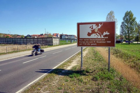 Hötensleben border memorial, former GDR border fortifications in Hoetensleben, today the state