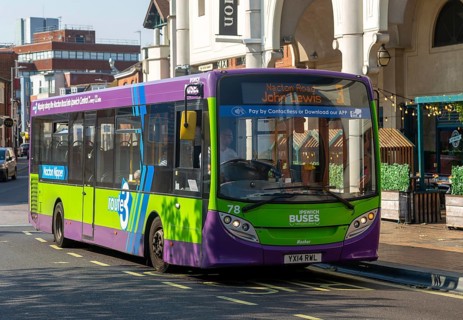 Ipswich Buses route 3 single decker ADL Enviro200 bus town in centre of Ipswich, Suffolk, England,