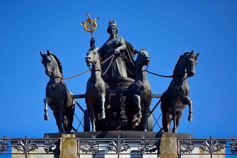 Brunswick Quadriga with Brunonia, design by Carl Theodor Ottmer, Brunswick Palace, Lower Saxony,