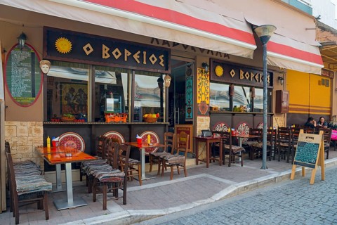 A traditional-style restaurant with outdoor seating, Alexandroupoli, Alexandroupolis, Evros,