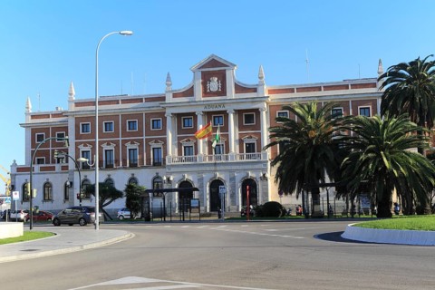 Historic Customs building in the port area, Cadiz, Spain, Europe