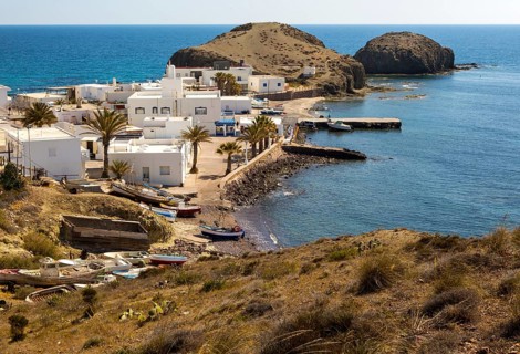 Small fishing village of Isleta del Moro, Cabo de Gata natural park, Almeria, Spain, Europe