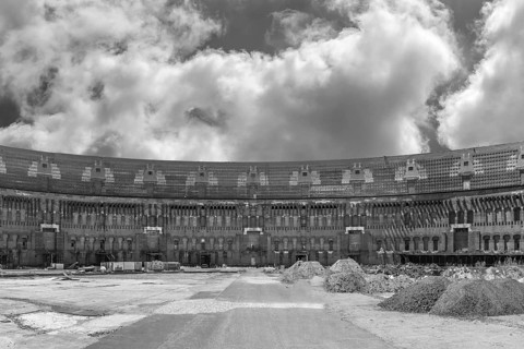 Inner courtyard of the Congress Hall, unfinished National Socialist monumental building on the Nazi