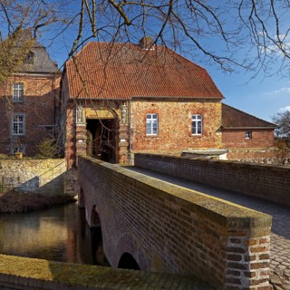 Haus Geist moated castle, the oldest building in the Münsterland in the Lippe Renaissance style,
