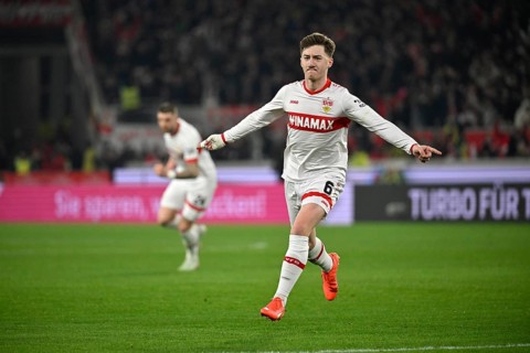 Goal celebration Angelo Stiller VfB Stuttgart (06) MHPArena, MHP Arena Stuttgart,