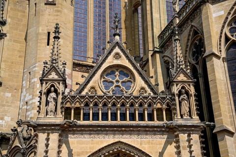 Facade of the Gothic Saint-Étienne Cathedral, St Stephen's Cathedral, detail, Metz, Grand Est