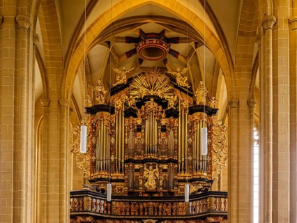 Organ by Johannes Klais in the baroque case by Johann Friedrich Wender, interior photograph of the