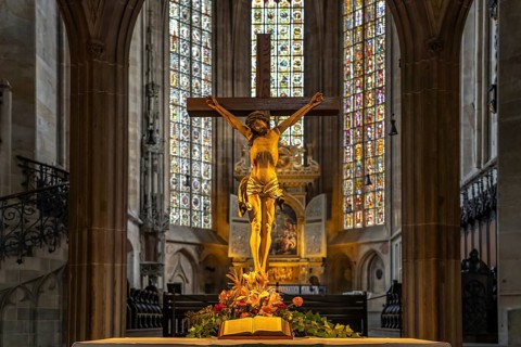 Crucifix in the parish church of St Dionys in Esslingen am Neckar, Baden-Württemberg, Germany,