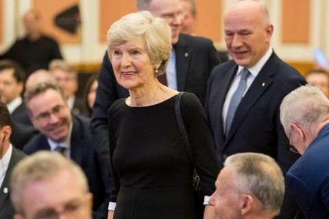 Friede Springer arriving for the award of honorary citizenship to Friede Springer at the Rotes