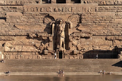 Sculpture SANCT MICHAEL - The Archangel Michael at the entrance to the Monument to the Battle of