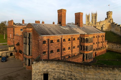 Exterior of Victorian jail museum, Lincoln Castle, city of Lincoln, Lincolnshire, England, UK with