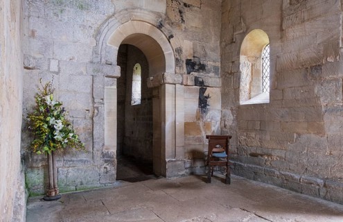 Bradford-on-Avon, Anglo-Saxon village church of St Lawrence, interior, view to the choir niche
