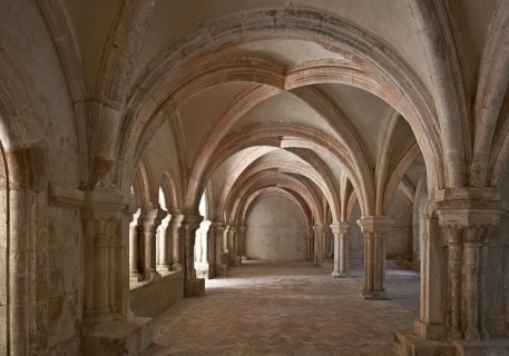 Fontenay former Cistercian monastery chapter house inside facing north, St., Saint, Saint