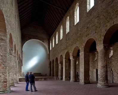 Leitzkau former monastery church 12th century interior facing east 86698 with people