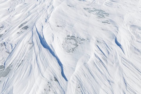 Nature, snow drift pattern on the Saint Lawrence River, Province of Quebec, Canada, North America