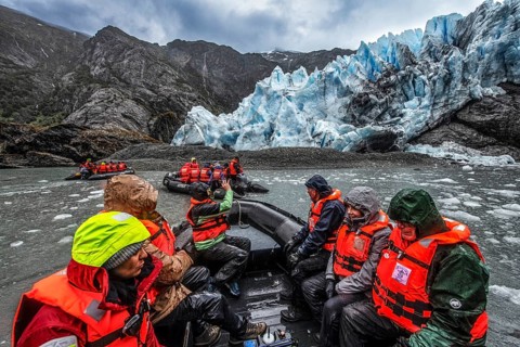Excursion by Zodiac to the Condor Glacier, Cordillera Darwin, Alberto de Agostini National Park,