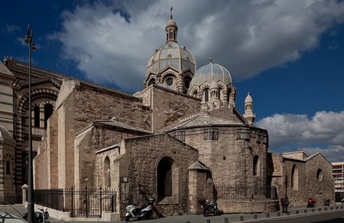 11th century view from south-east, behind it Cathedrale de la Major, built 1852-92, St., Sankt,