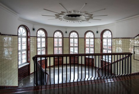 Hamburg Kontorhaus CHILEHAUS, built 1922-24 by Fritz Höger, staircase on the top floor