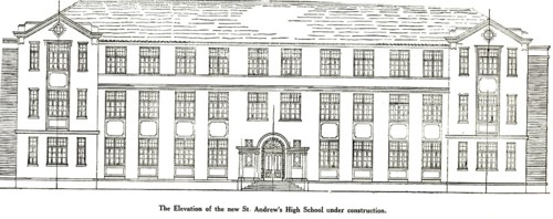 Catholic Community Elevation of new St Andrew's High School under construction, India, Asia