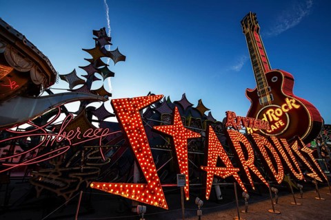 Stardust and Riviera, old neon sign, Boneyard, Neon Museum, Las Vegas, Nevada, USA, North America