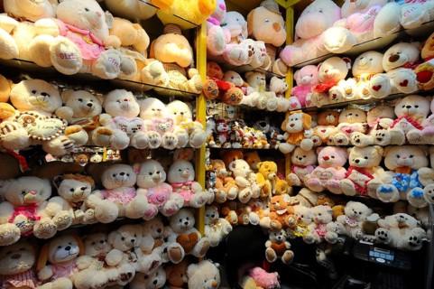 Display of stuffed toys in chinese shop, Yiwu, China, Asia