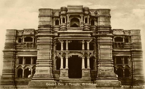Old picture postcard of govind dev ji temple, Brindaban Vrindavan, Mathura, Uttar Pradesh, India,