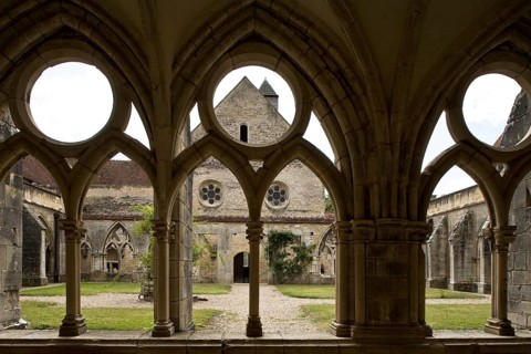 View from the northern wing of the cloister to the north gable of the refectory building, St.,